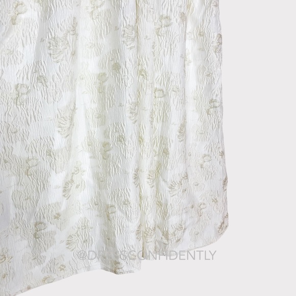 NWT MONIQUE LHUILLIER Spaghetti strap Metallic Jacquard Midi Dress - Ivory - Picture 13 of 16